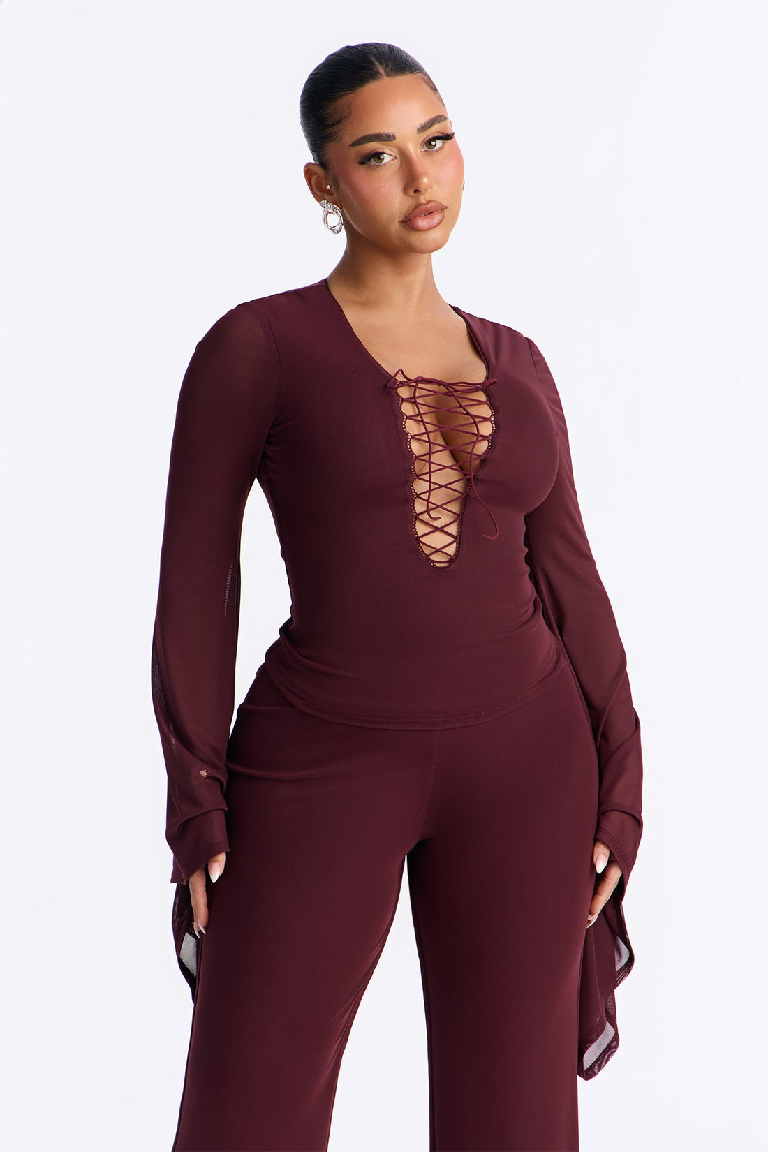Monett Mesh Pant Set - Chocolate
