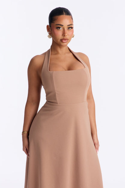 Alena Halter Midi Dress - Khaki