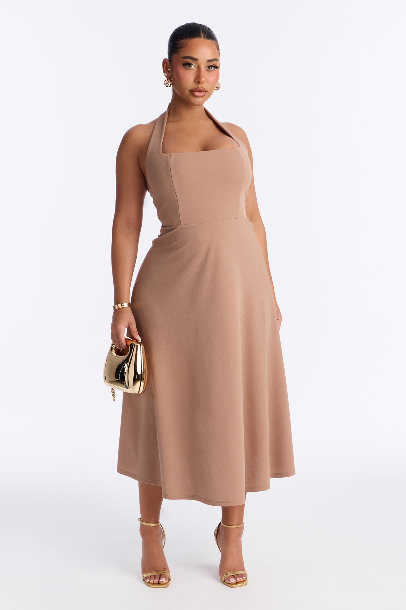 Alena Halter Midi Dress - Khaki