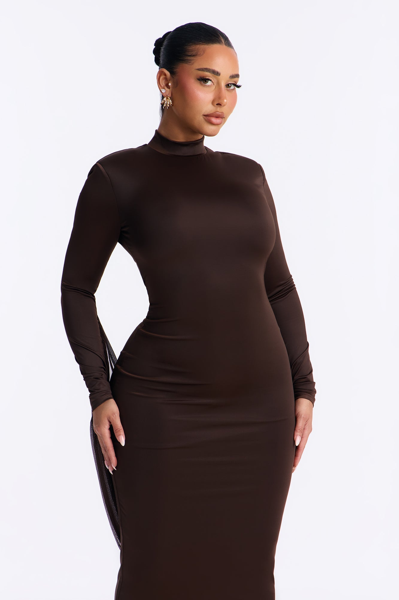 Flying High Draped Gown - Chocolate