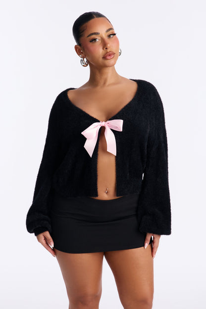 Knots About You Cardigan Sweater - Black/combo