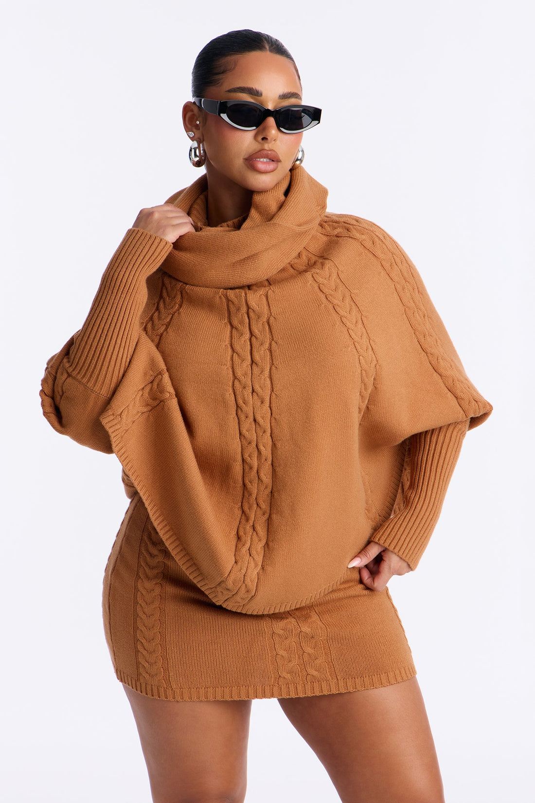 Bundle Me Up 3 Piece Sweater Skirt Set - Camel