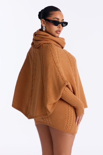 Bundle Me Up 3 Piece Sweater Skirt Set - Camel