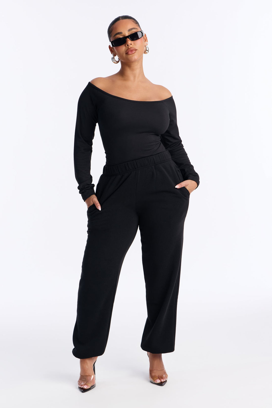Jasmine Bodysuit Jogger Set - Black