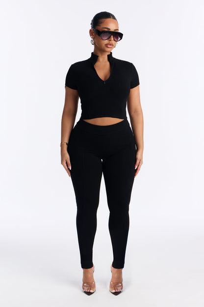 Mia Zip Snatched Pant Set - Black