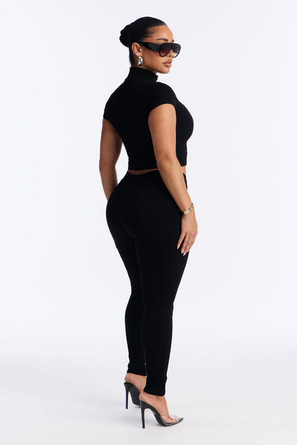 Mia Zip Snatched Pant Set - Black