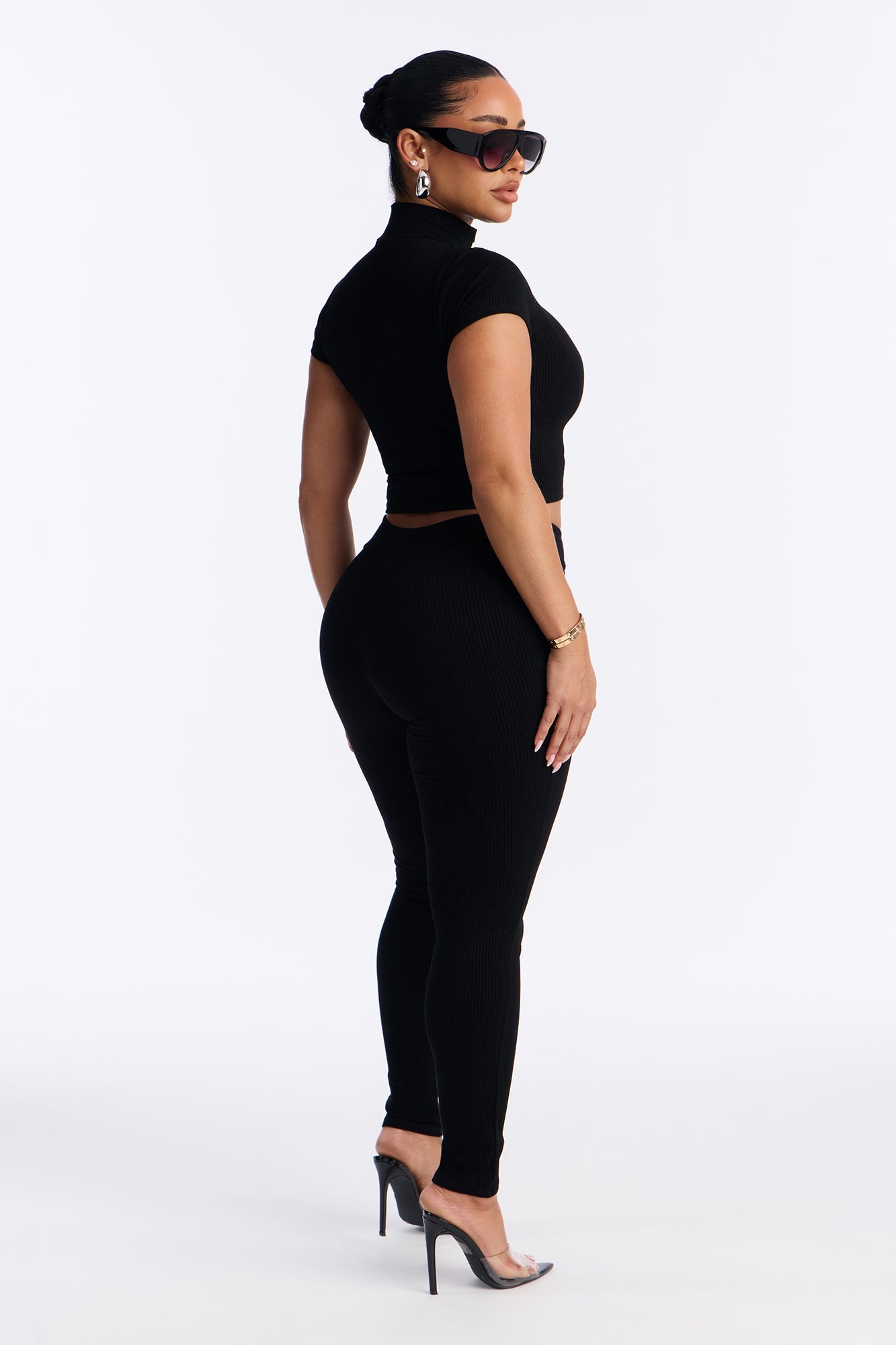 Mia Zip Snatched Pant Set - Black