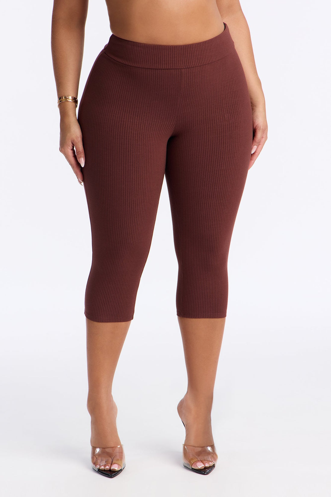 Nika Snatched Capri Leggings - Brown