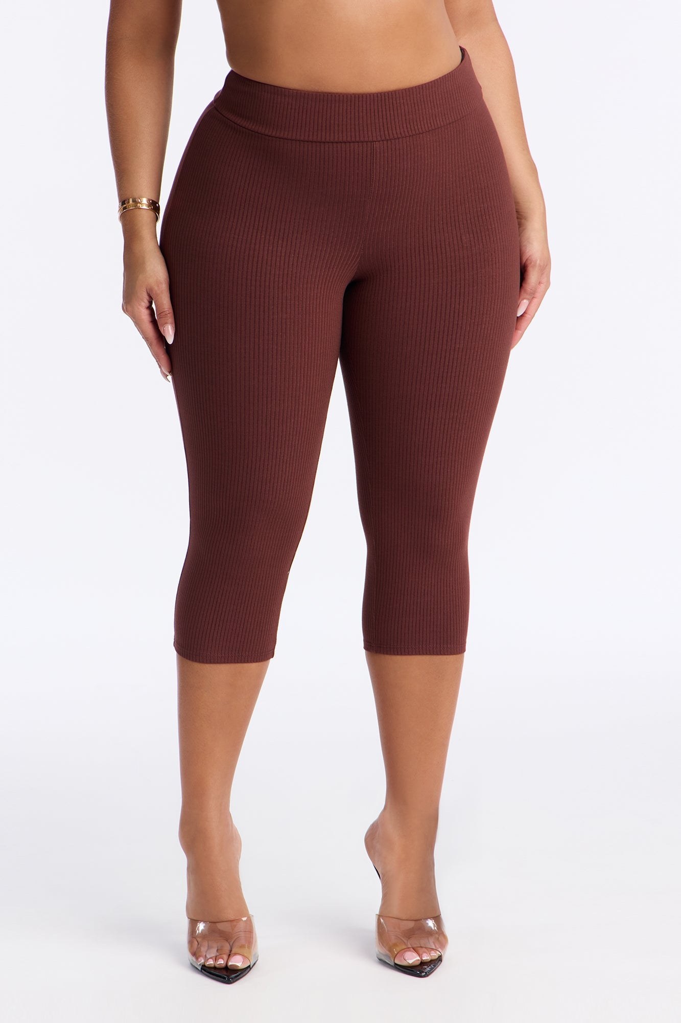 Nika Snatched Capri Leggings - Brown