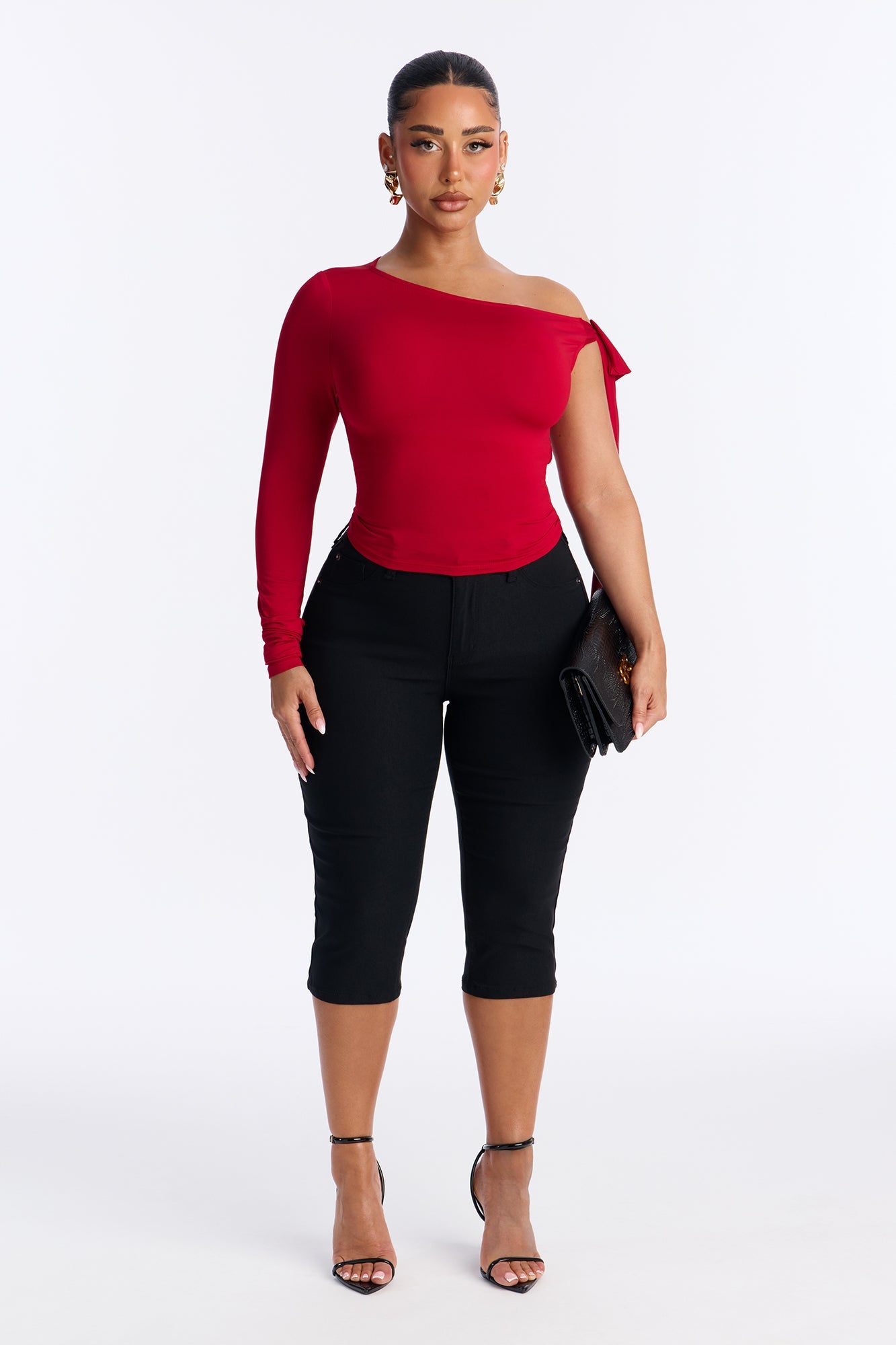 Hyperstretch Skinny Pedal Pusher Capri Pant 17″ - Black