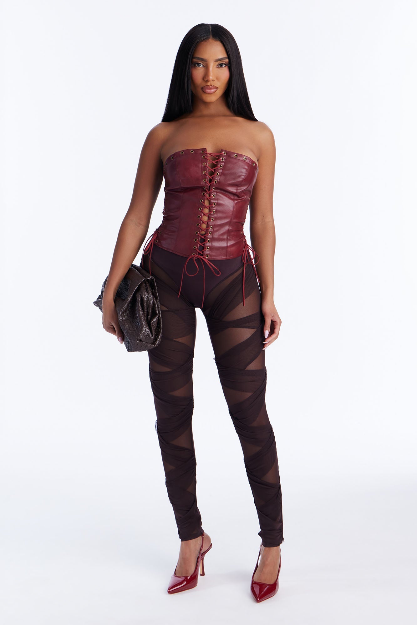 Heartbreaker Moves Mesh Cut Out Legging - Chocolate