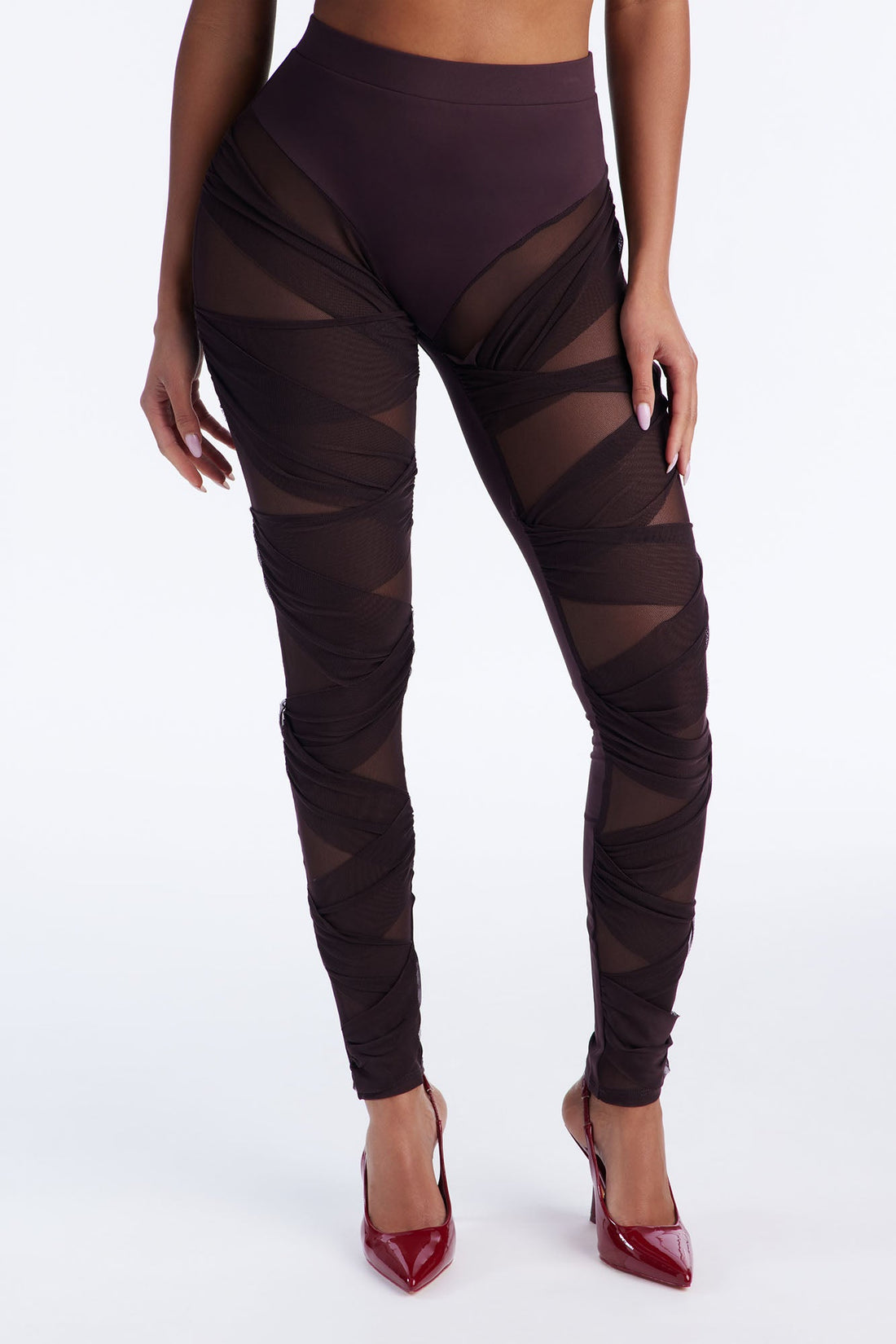 Heartbreaker Moves Mesh Cut Out Legging - Chocolate