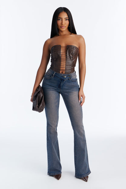 Walk The Walk Low Rise Flare Jeans - Dark Wash