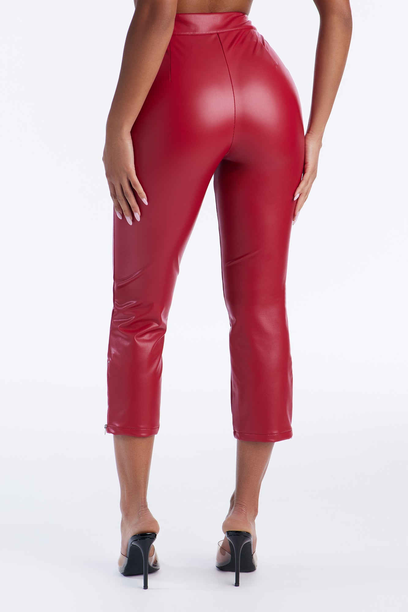 Heartseeker Faux Leather Low Rise Skinny Pant - Red