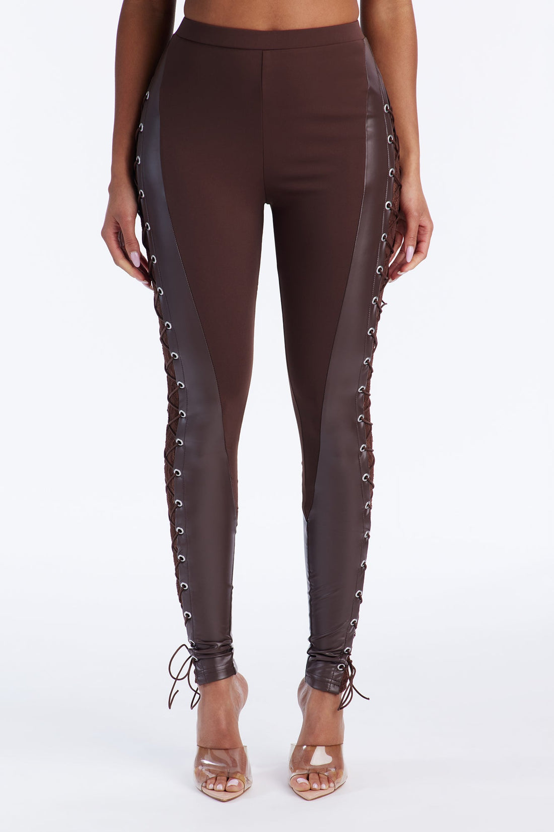 Up All Night Lace Up Legging - Chocolate