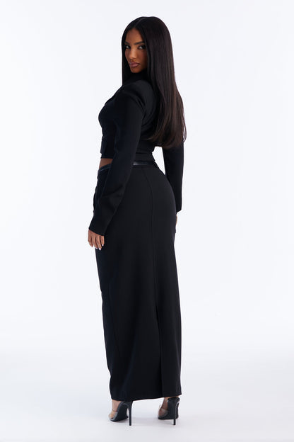 Milani Blazer Maxi Skirt Set - Black