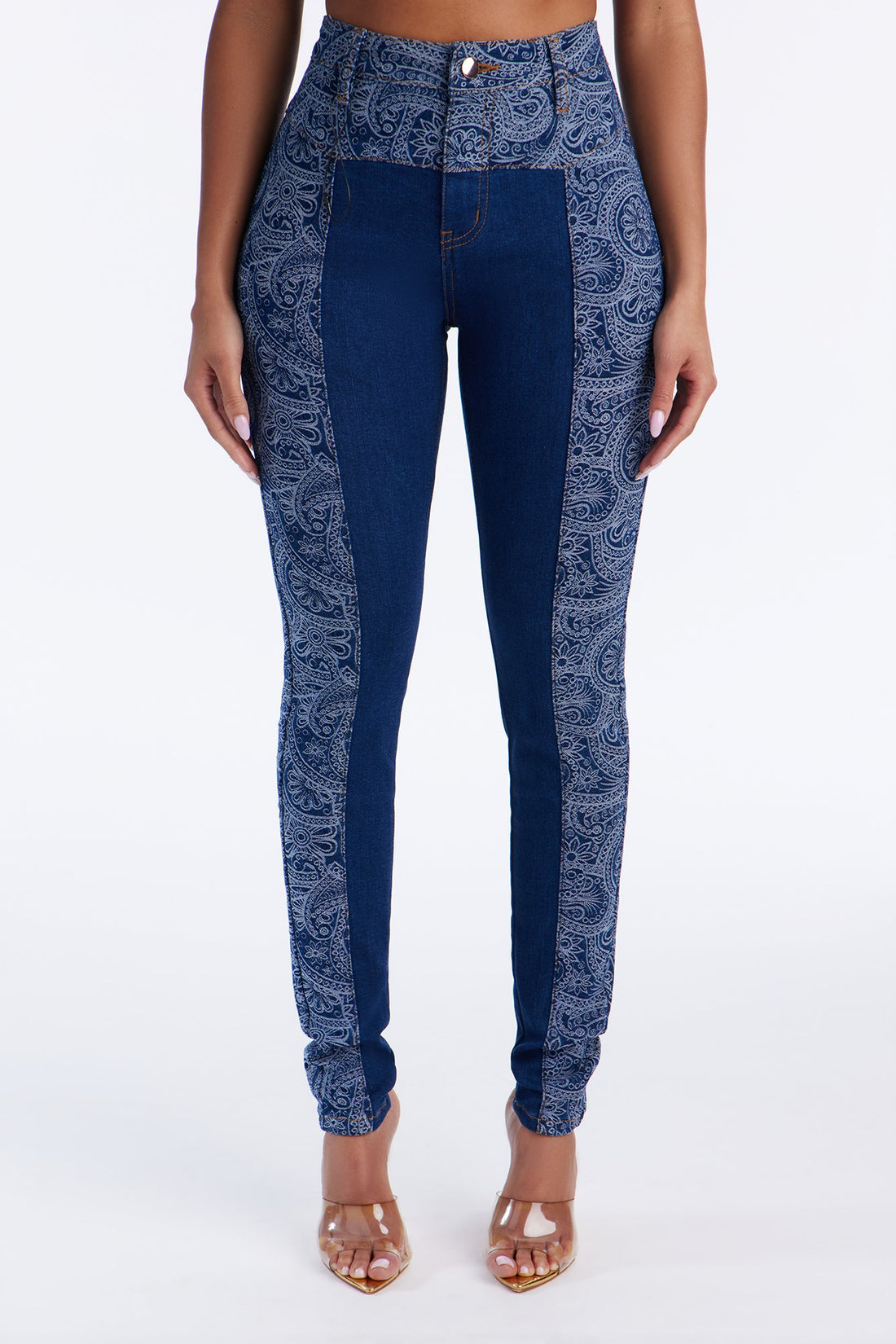 Parker Paisley Skinny Jeans - Dark Wash