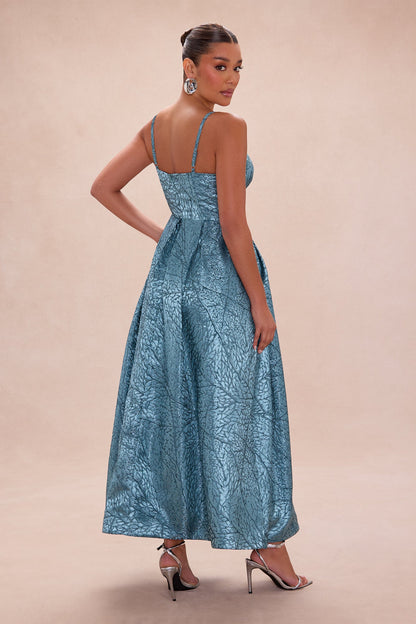 Julia Jacquard Maxi Dress - Blue/combo