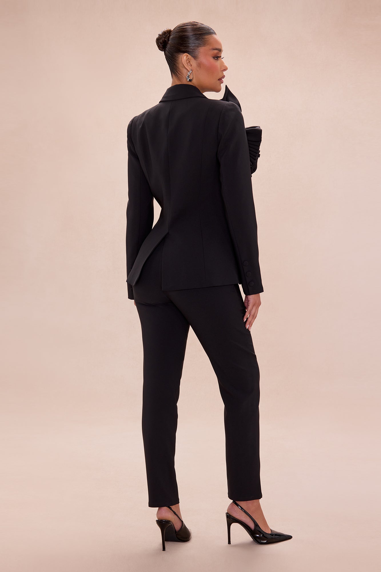 Wild Roses Blazer Pant Set - Black