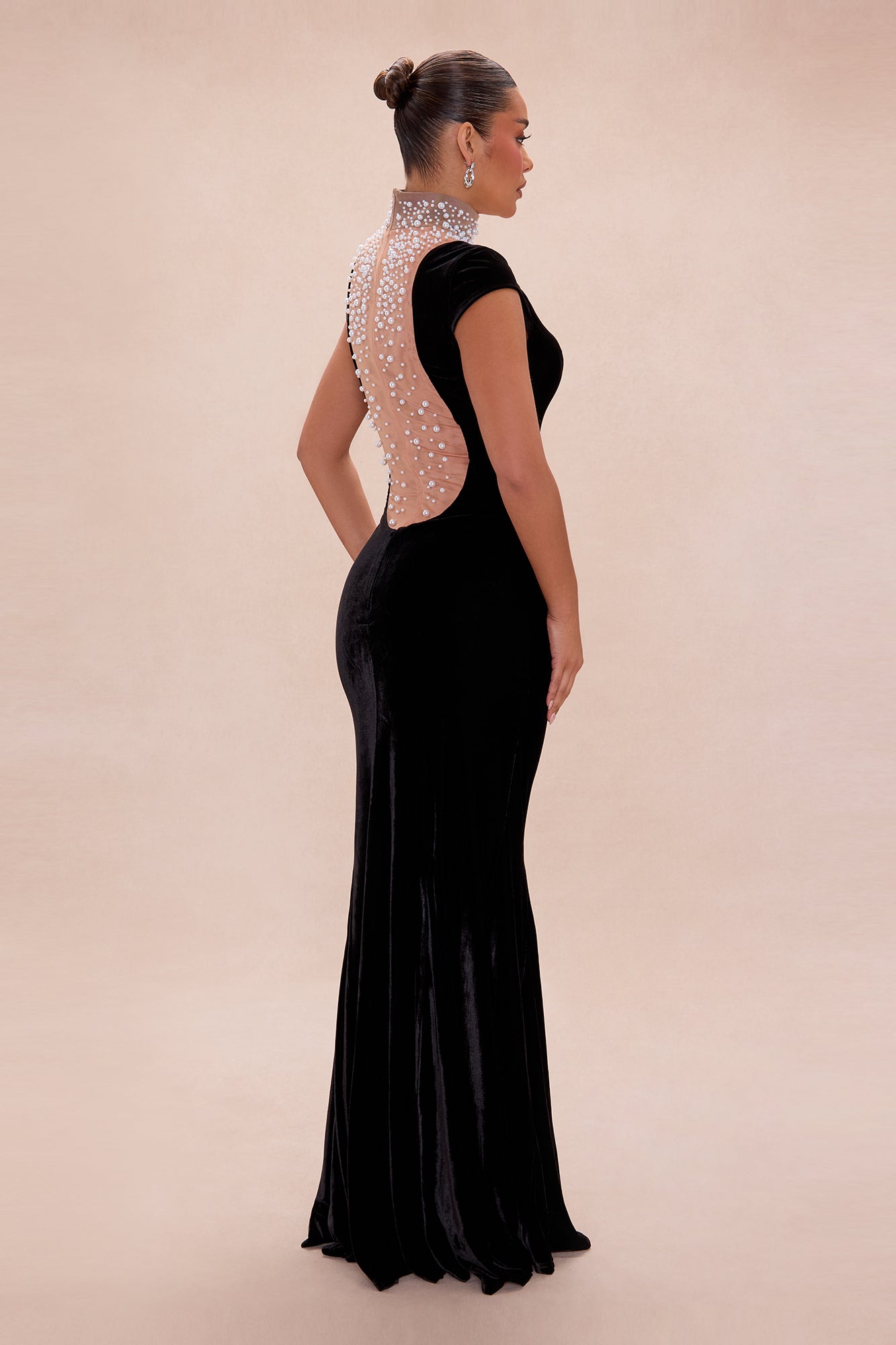 Dahlia Embellished Velvet Maxi Dress - Black