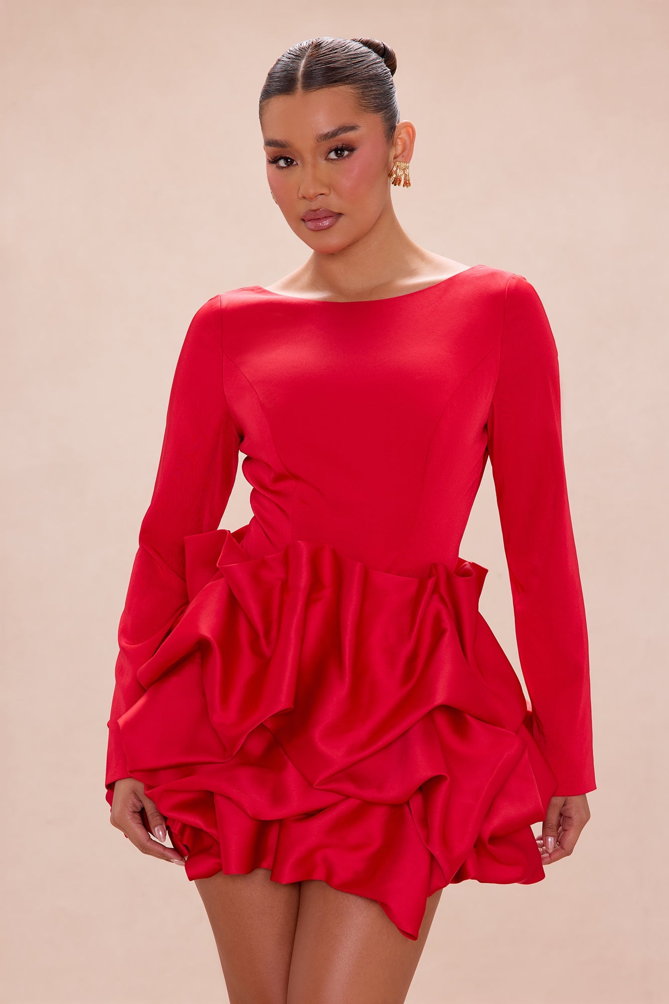 Andrina Bubble Skirt Set - Red