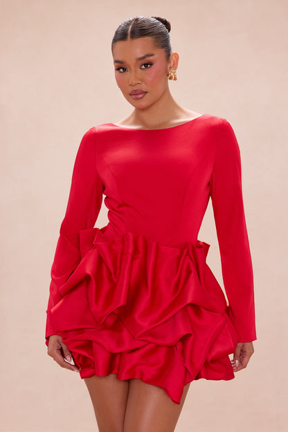 Andrina Bubble Skirt Set - Red