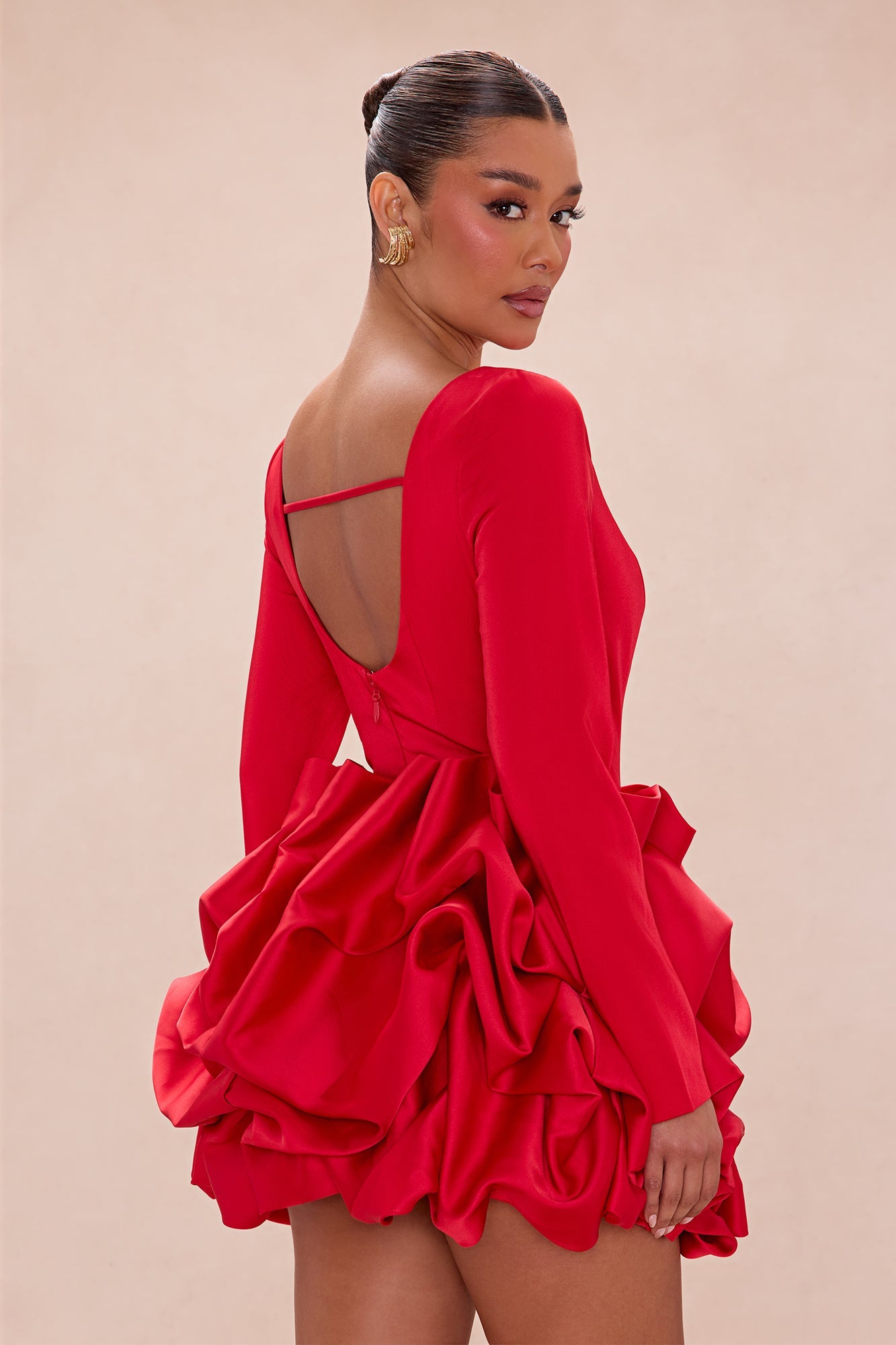 Andrina Bubble Skirt Set - Red