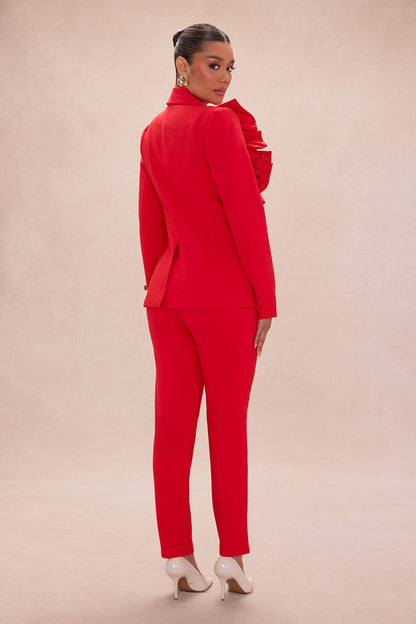 Wild Roses Blazer Pant Set - Red