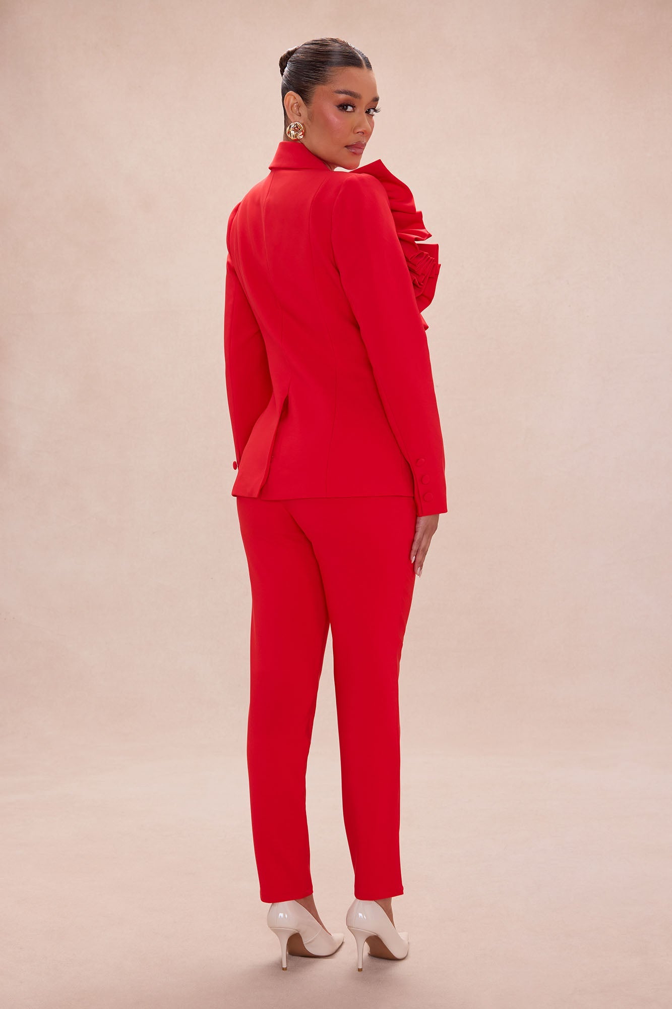 Wild Roses Blazer Pant Set - Red