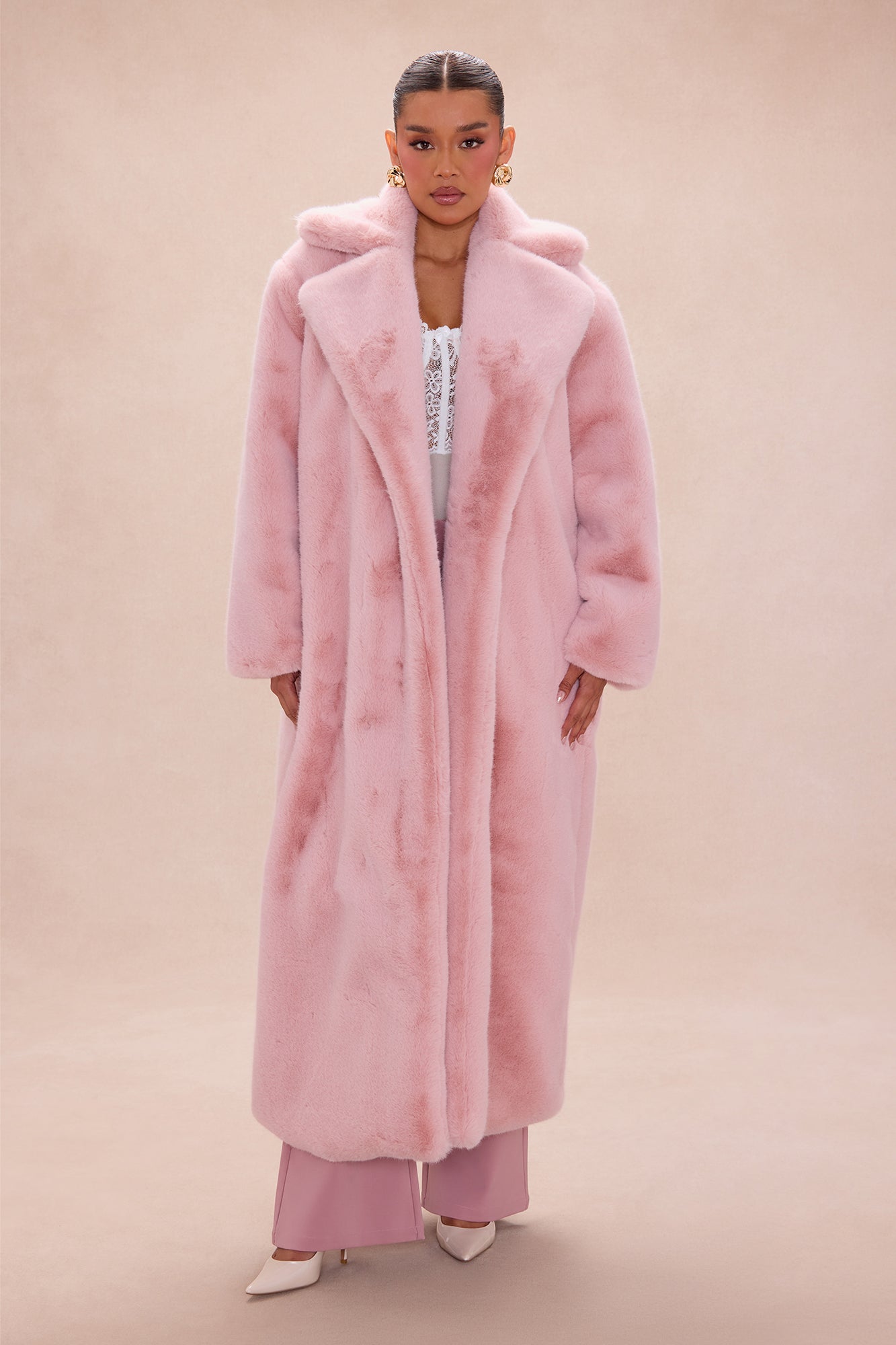 Skylar Faux Fur Coat - Blush