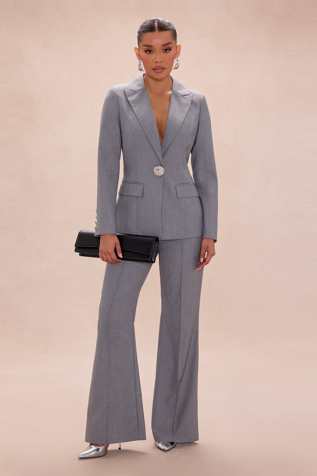All About Business Blazer Pant Set - Grey