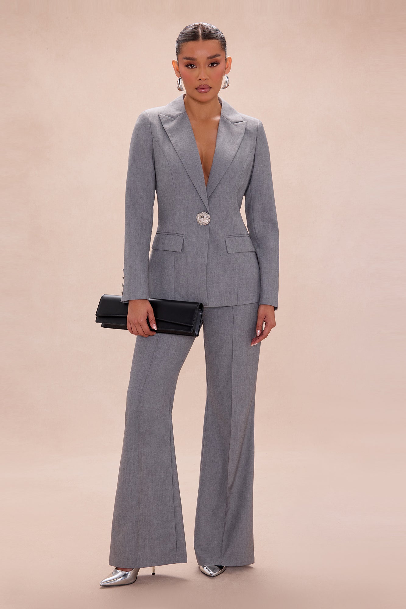 All About Business Blazer Pant Set - Grey