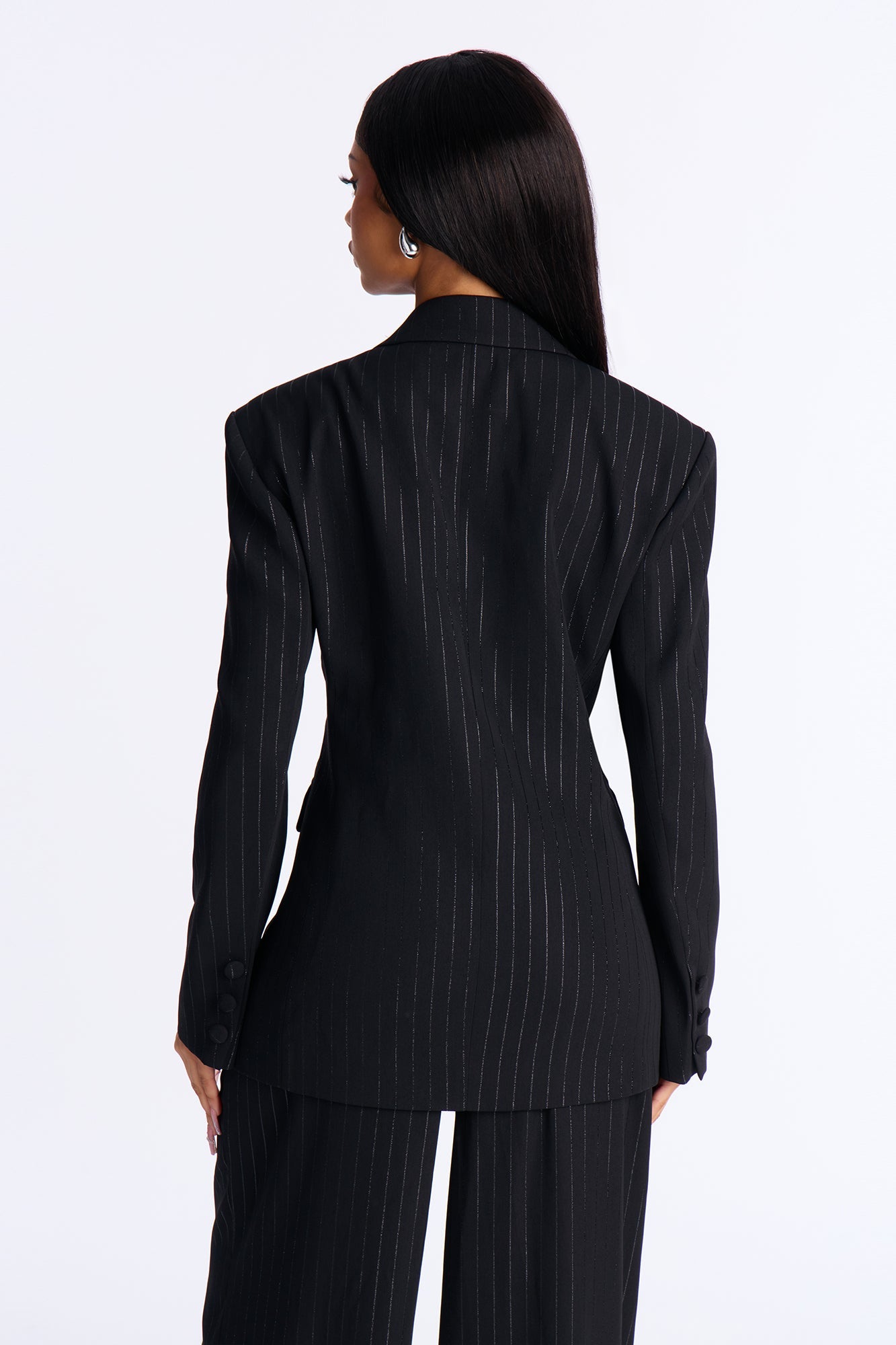 Smooth Criminal Metallic Pinstripe Blazer - Black