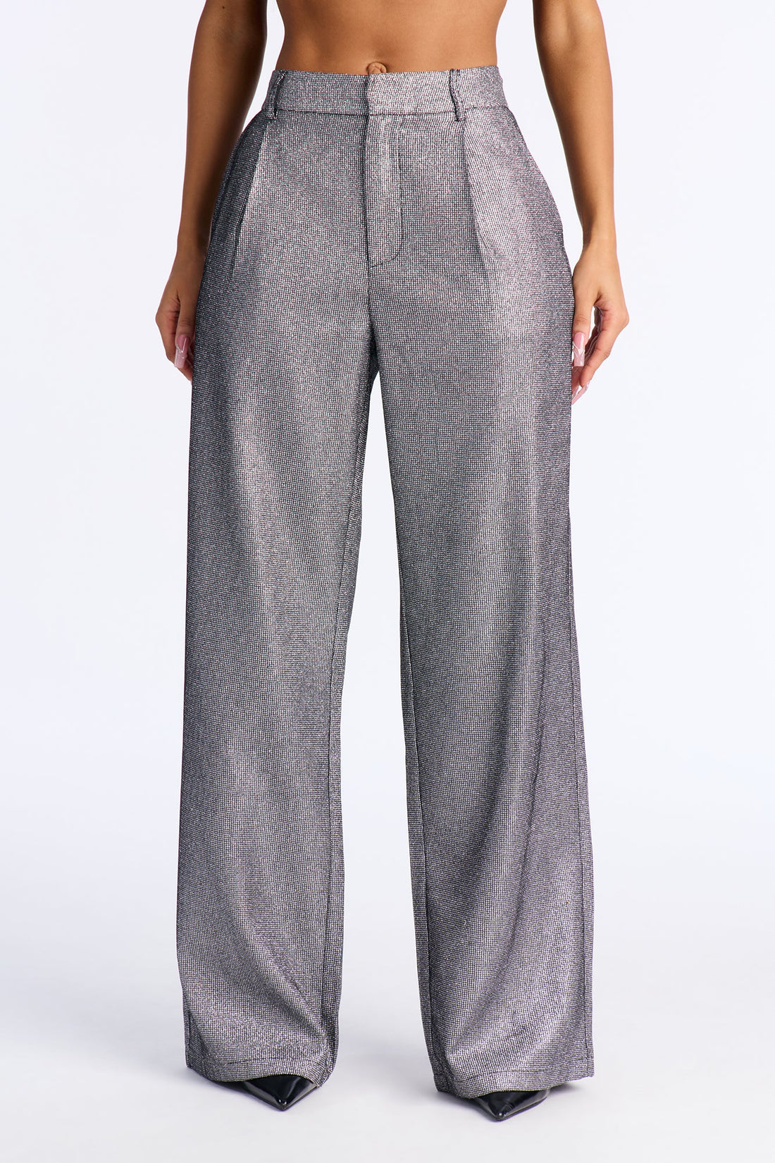 Starstruck Metallic Wide Leg Trouser 32″ - Silver
