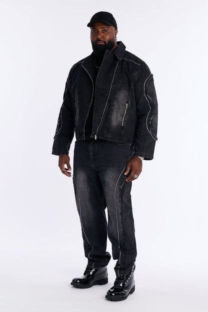 Straight Been Down Jeweled Jean - Black Wash