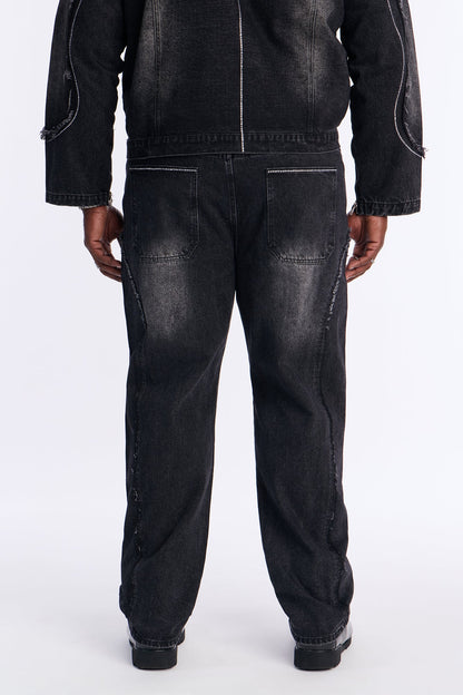 Straight Been Down Jeweled Jean - Black Wash