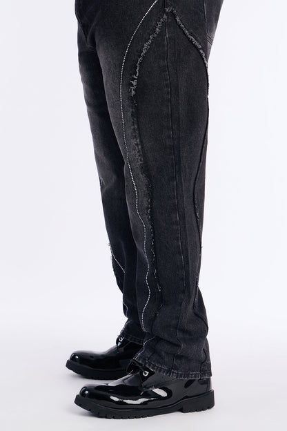 Straight Been Down Jeweled Jean - Black Wash