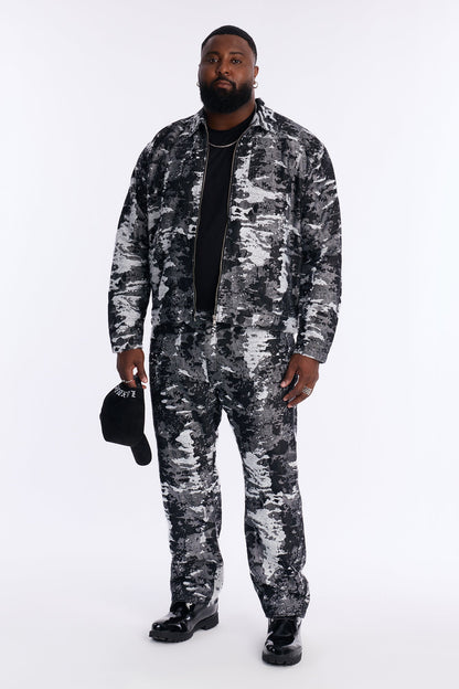 Cropped Fading In And Out Work Jacket - Black Wash