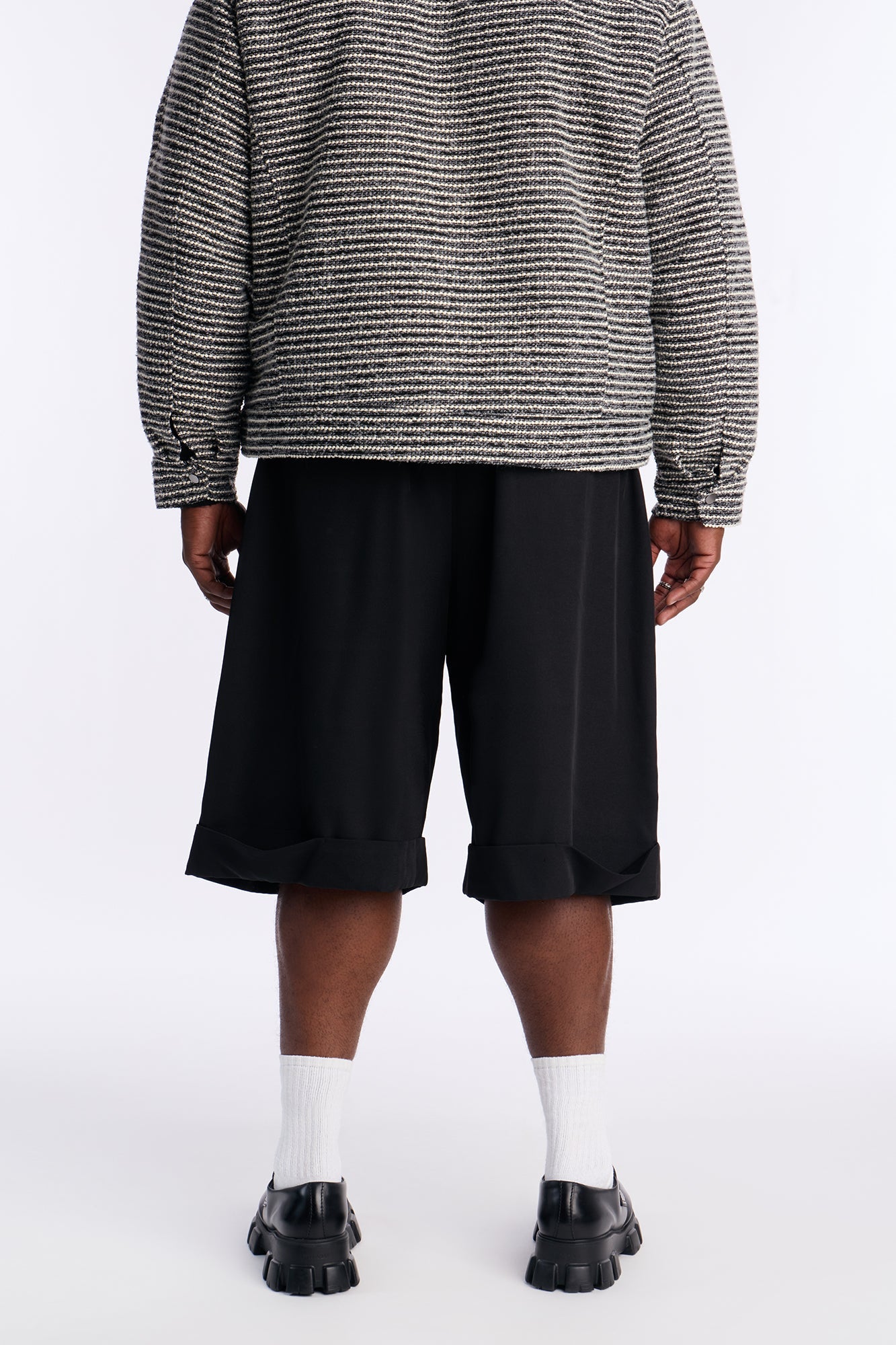 Wide Leg Double Pleated Grammercy Short - Black