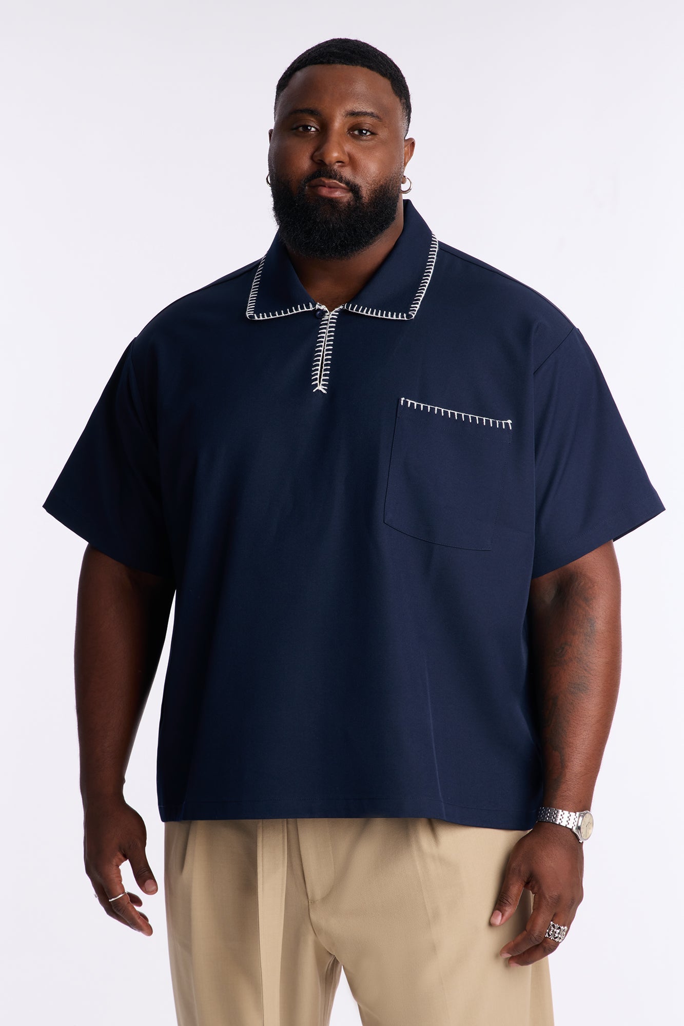 Hyde Stitch Polo - Navy