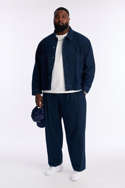 Cropped Aime Denim Work Jacket - Indigo