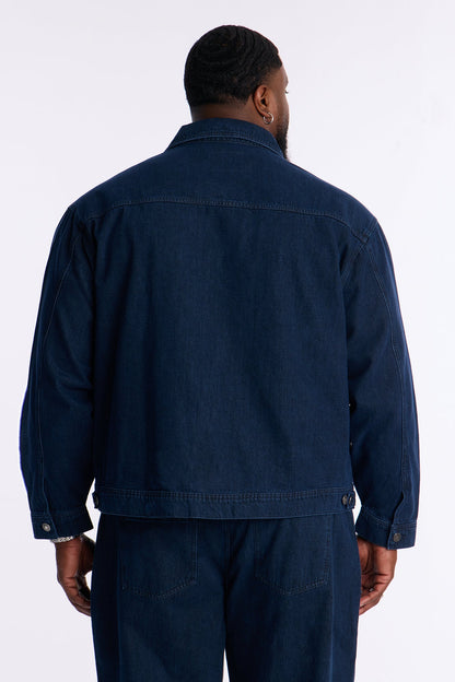 Cropped Aime Denim Work Jacket - Indigo