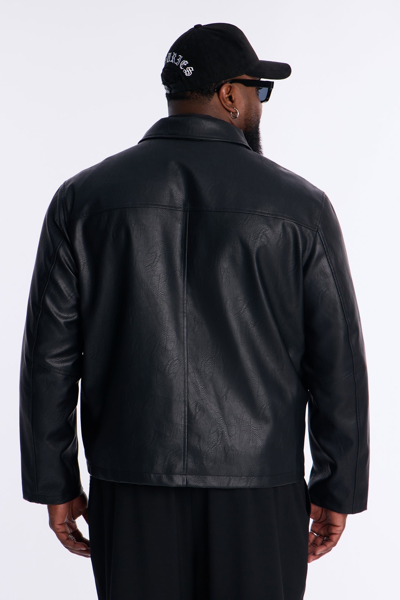 Fireman Clasp Faux Leather Jacket - Black