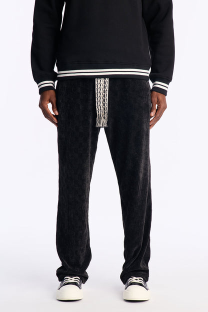 Straight Chenille Textured Pant - Black