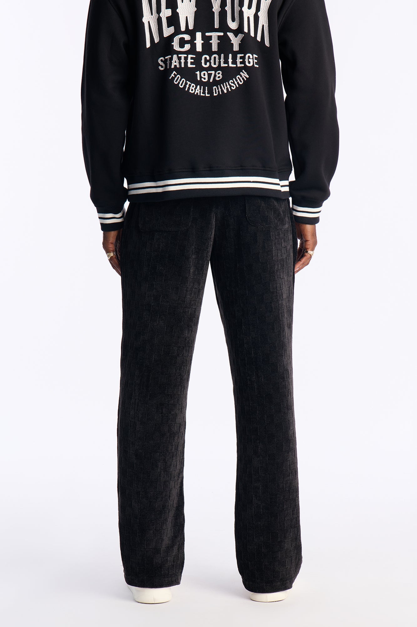 Straight Chenille Textured Pant - Black