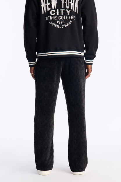 Straight Chenille Textured Pant - Black