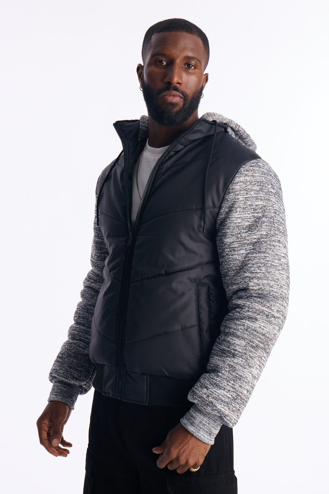Heritage Color Blocked Hooded Jacket - Black
