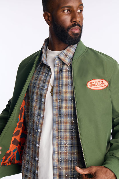 Von Dutch Iconic Patch Bomber Jacket - Olive