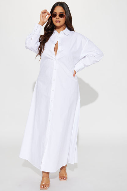 Eleanor Oversized Shirt Maxi Dress - White
