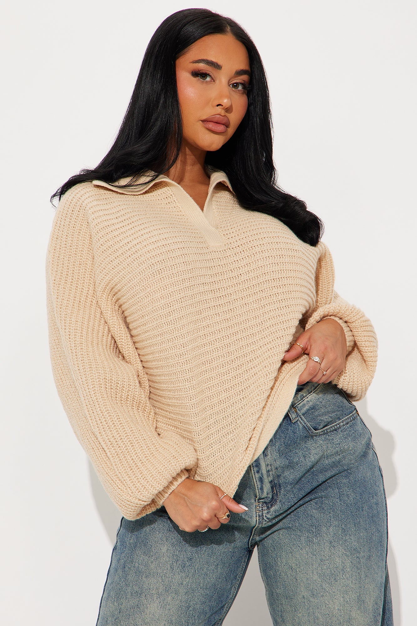 Marlie Collared Sweater - Taupe